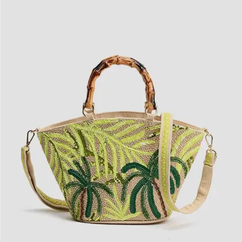 Palm Tree Beaded Tote - Picture 4 of 15